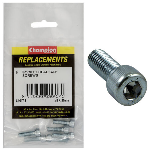 Champion C1417-6 Socket Head Cap Screw 6 x 20mm -  6/Pack