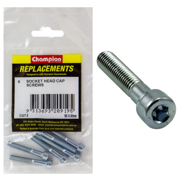 Champion C1417-8 Socket Head Cap Screw 6 x 40mm -  6/Pack