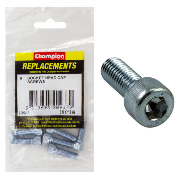 Champion C1418-12 BSW Socket Head Cap Screw 5/16 x 1" - 6/Pack