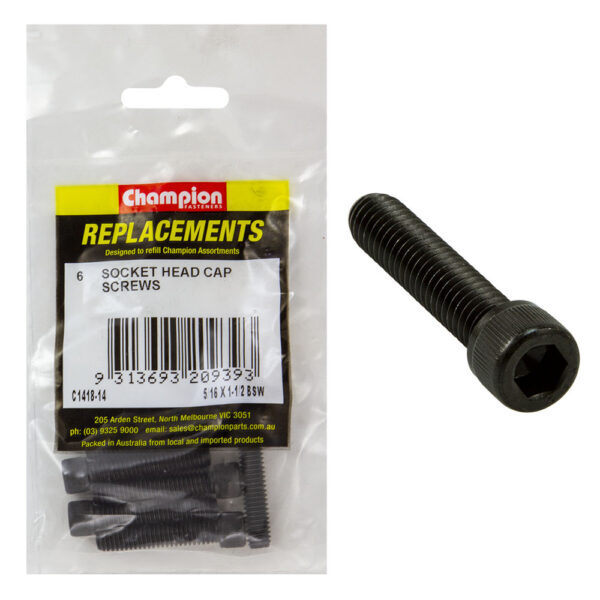 Champion C1418-14 BSW Socket Head Cap Screw 5/16 x 1-1/2" - 6/Pack
