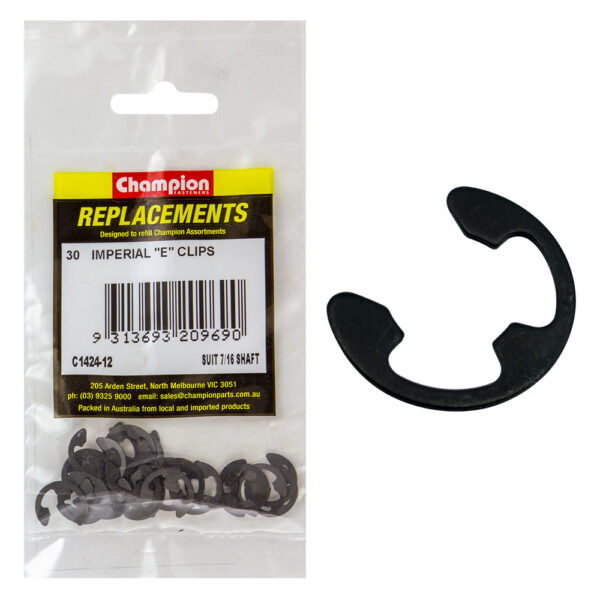 Champion C1424-12 E-Clip Suits 7/16" Shaft - 30/Pack