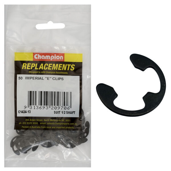 Champion C1424-13 E-Clip Suits 1/2" Shaft - 50/Pack