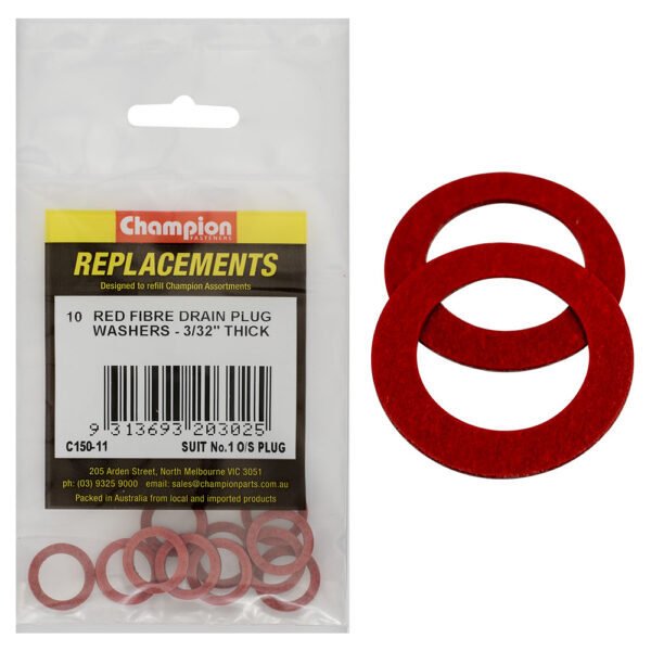 Champion C150-11 Fibre Washer Suit No.1 O/S Plug - 10/Pack - AIMS Industrial Supplies