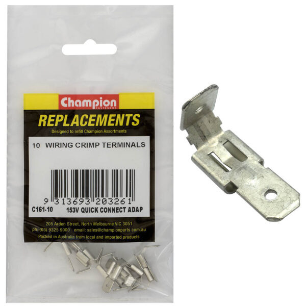 Champion C161-10 Crimp Terminal Male Push On 2 Way Connector 153V - 10/Pack1