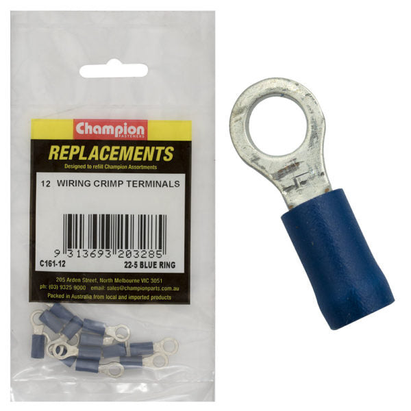 Champion C161-12 Crimp Terminal Ring 22-5 Blue - 12/Pack