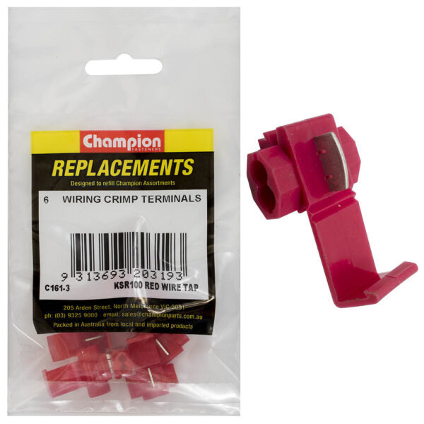 Champion C161-3 Self Stripping Wire Tap KSR100 Red - 6/Pack
