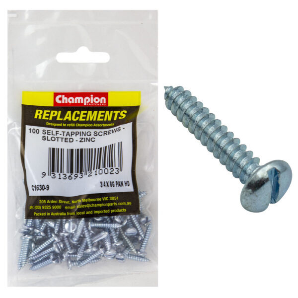 Champion C1630-9 Pan Head Combo/Slotted Screw 4.2 x 19mm - 100/Pack