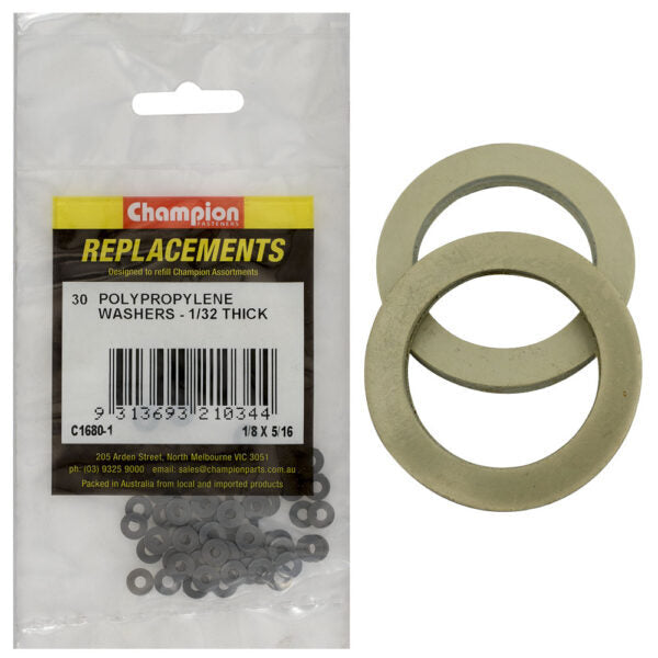 Champion C1680-1 Polypropylene Washer 1/8 x 5/16" - 30/Pack