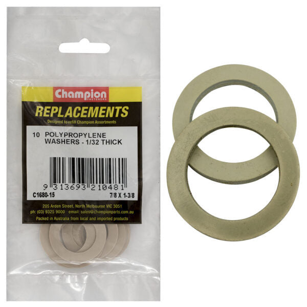 Champion C1680-15 Polypropylene Washer 7/8 x 1-3/8" - 10/Pack