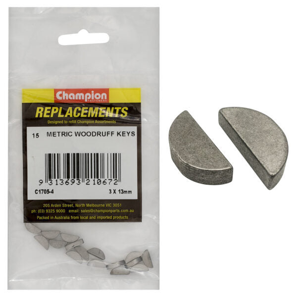 Champion C1705-4 Woodruff Key Metric 3 x 13mm - 15/Pack