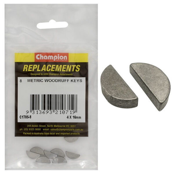 Champion C1705-8 Woodruff Key Metric 4 x 16mm - 8/Pack