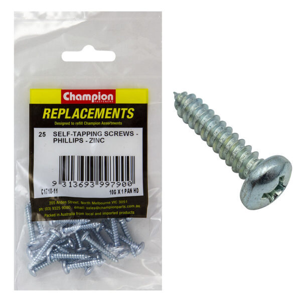 Champion C1710-11 Pan Head Self Tapping Screw 4.8 x 25mm - 25/Pack