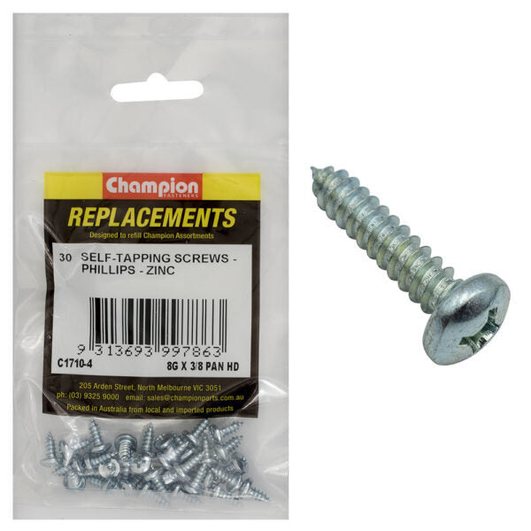 Champion C1710-4 Pan Head Self Tapping Screw 4.2 x 9.5mm - 30/Pack