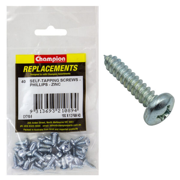 Champion C1710-9 Pan Head Self Tapping Screw 4.8 x 13mm - 40/Pack