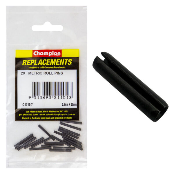 Champion C1715-7 Metric Roll Pin 2.5 x 25mm - 20/Pack