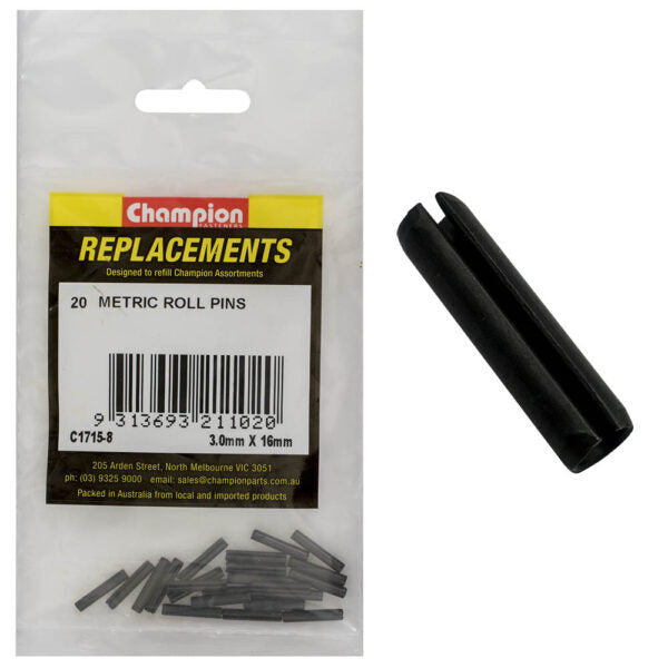 Champion C1715-8 Metric Roll Pin 3.0 x 16mm - 20/Pack