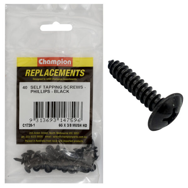 Champion C1720-1 Mushroom Head Self Tapping Screw 3.5 x 9.5mm - 40/Pack