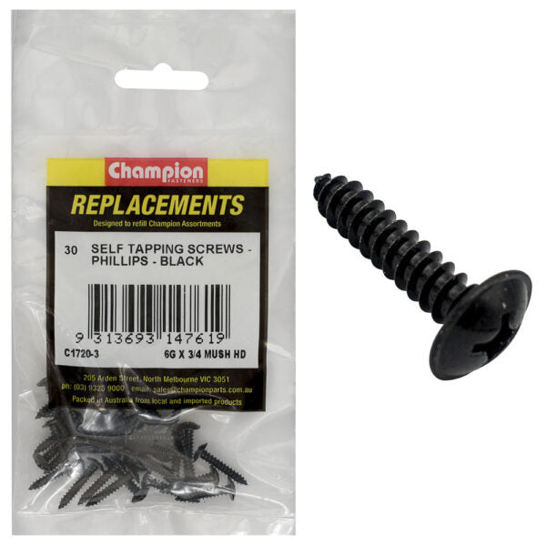 Champion C1720-3 Mushroom Head Self Tapping Screw 3.5 x 19mm - 30/Pack