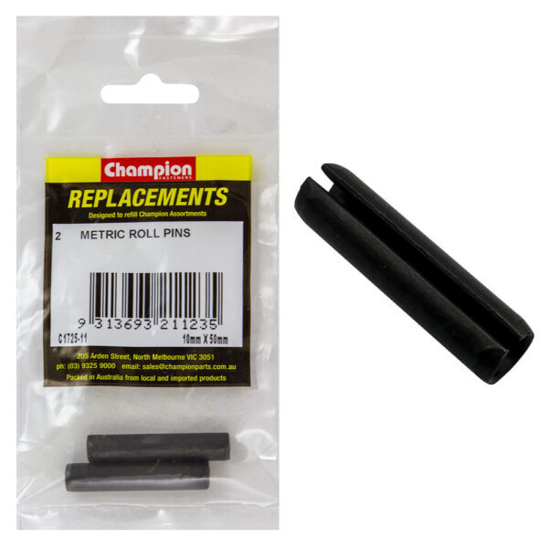 Champion C1725-11 Metric Roll Pin 10 x 50mm - 2/Pack