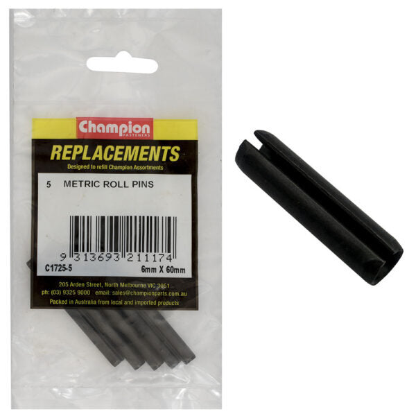 Champion C1725-5 Metric Roll Pin 6 x 60mm - 5/Pack