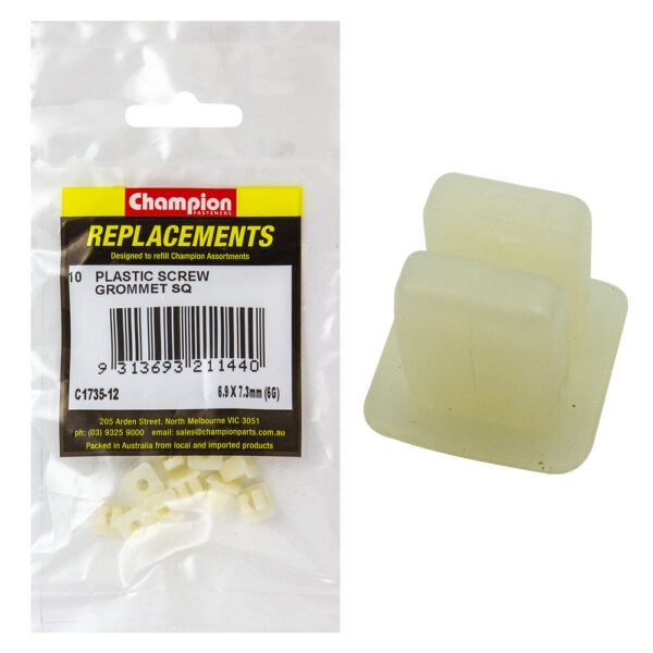 Champion C1735-12 Screw Grommet 7 x 7mm Hole, Head 10 x 10mm White - 10/Pack - AIMS Industrial Supplies