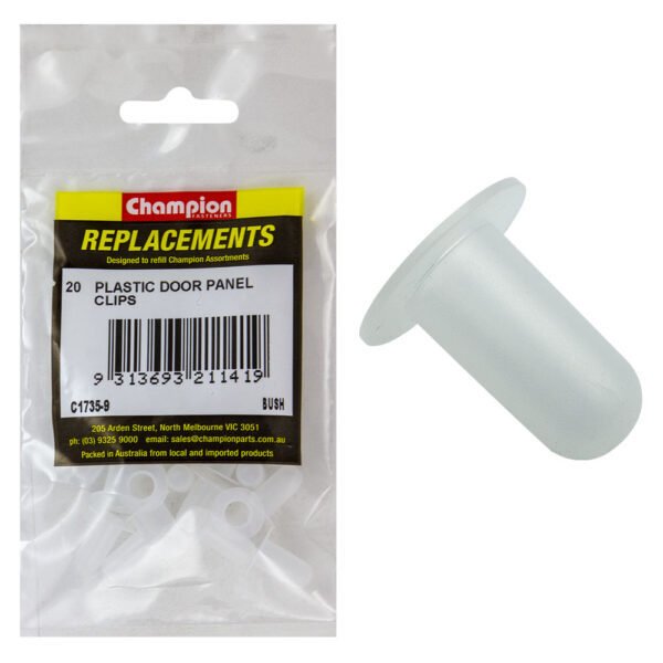 Champion C1735-9 Door Trim Bush Clear 8mm Hole, 7mm Width - 20/Pack - AIMS Industrial Supplies