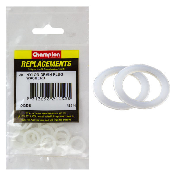 Champion C1740-6 Nylon Flat Washer 1/2 x 3/4 x 1/32" - 20/Pack