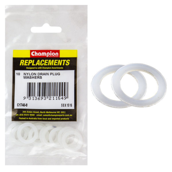 Champion C1740-8 Nylon Flat Washer 5/8 x 15/16 x 1/32" - 10/Pack