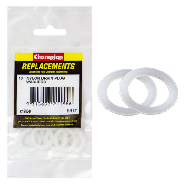 Champion C1740-9 Nylon Flat Washer 11/16 x 1 x 1/32" - 10/Pack