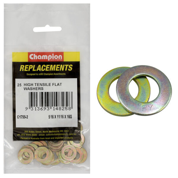 Champion C1755-2 Flat Washer High Tensile 5/16 x 11/16" x 16G - 25/Pack
