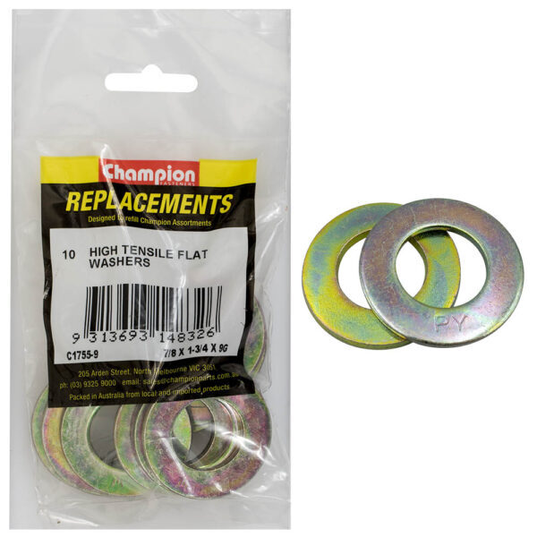 Champion C1755-9 Flat Washer High Tensile 7/8 x 1-3/4" x 9G - 10/Pack