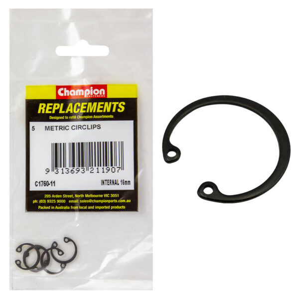 Champion C1760-11 Circlip Internal 16mm - 5/Pack