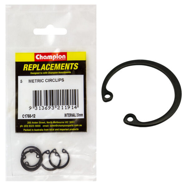Champion C1760-12 Circlip Internal 20mm - 5/Pack