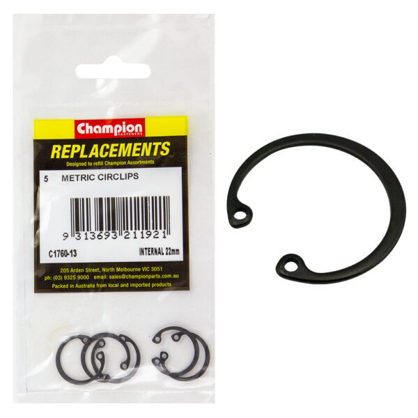 Champion C1760-13 Circlip Internal 22mm - 5/Pack