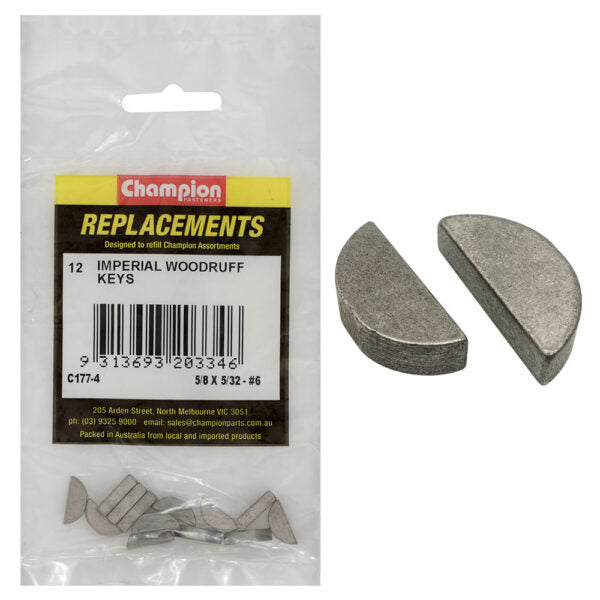 Champion C177-4 Woodruff Key Imperial 5/8 x 5/32" - 12/Pack