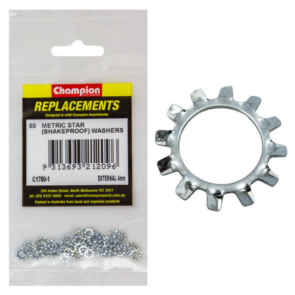 Champion C1780-1 External Star Washer 4mm -  50/Pack