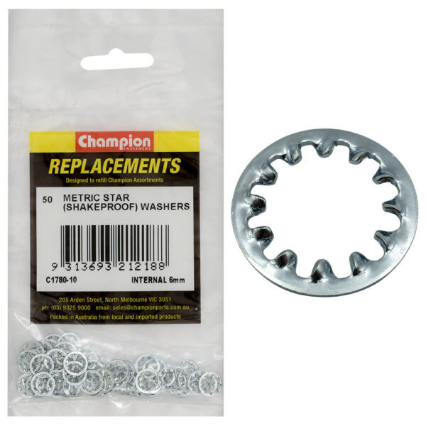 Champion C1780-10 Internal Star Shakeproof Washer 6mm - 50/Pack