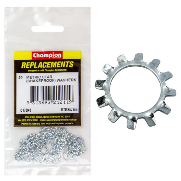 Champion C1780-3 External Star Washer 6mm -  50/Pack