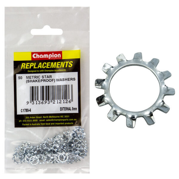 Champion C1780-4 External Star Washer 8mm -  50/Pack