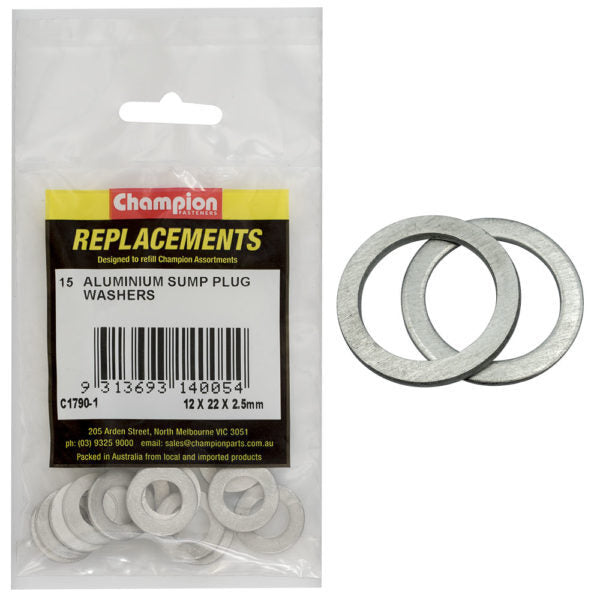 Champion C1790-1 Flat Washer M12 x 22 x 2.5mm Aluminium - 15/Pack