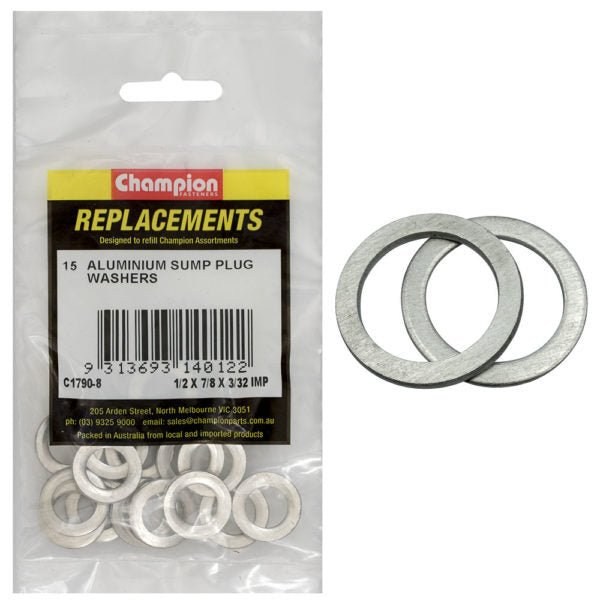 Champion C1790-8 Flat Washer 1/2 x 7/8" x 2.5mm Aluminium - 15/Pack - AIMS Industrial Supplies