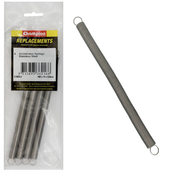 Champion C1803-2 Accelerator Spring 168 x 11 x 0.8mm - 316/A4 - 4/Pack