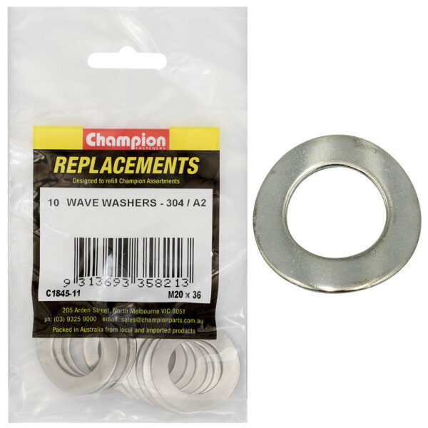 Champion C1845-11 Wave Washer M20 x 36mm Stainless Steel - 10/Pack