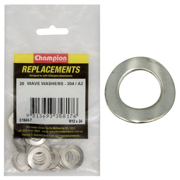 Champion C1845-7 Wave Washer M12 x 24mm Stainless Steel - 20/Pack