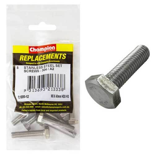 Champion C1880-12 Stainless Steel Hex Set Screw M8 x 40mm -  8/Pack