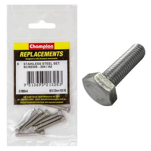Champion C1880-4 Stainless Steel Hex Set Screw M5 x 35mm -  8/Pack