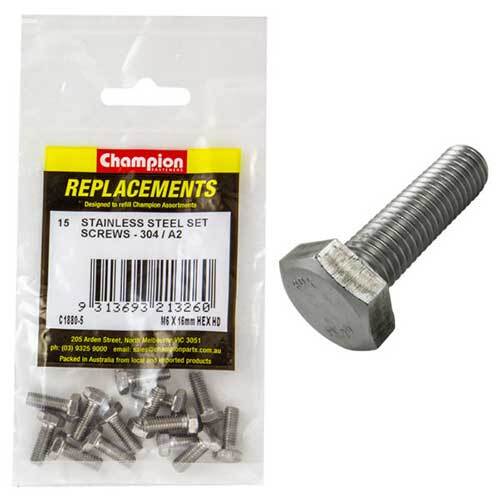 Champion C1880-5 Stainless Steel Hex Set Screw M6 x 16mm -  15/Pack