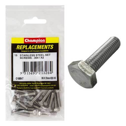 Champion C1880-7 Stainless Steel Hex Set Screw M6 x 25mm -  15/Pack