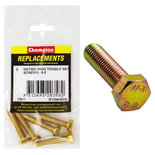 Champion C196-11 M8 x 40mm Set Screw High Tensile -  5/Pack