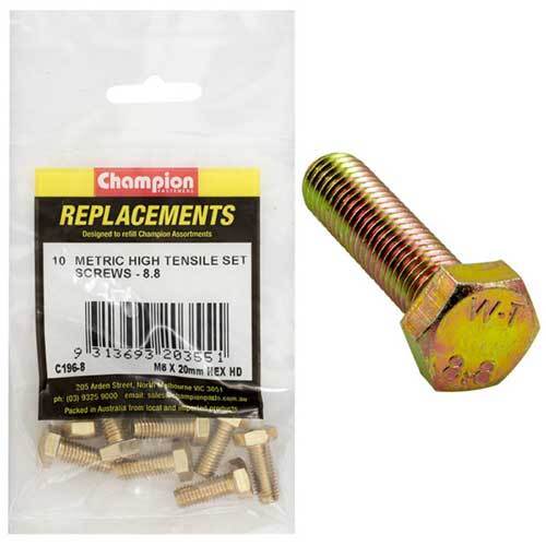 Champion C196-8 M8 x 20mm Set Screw High Tensile -  10/Pack